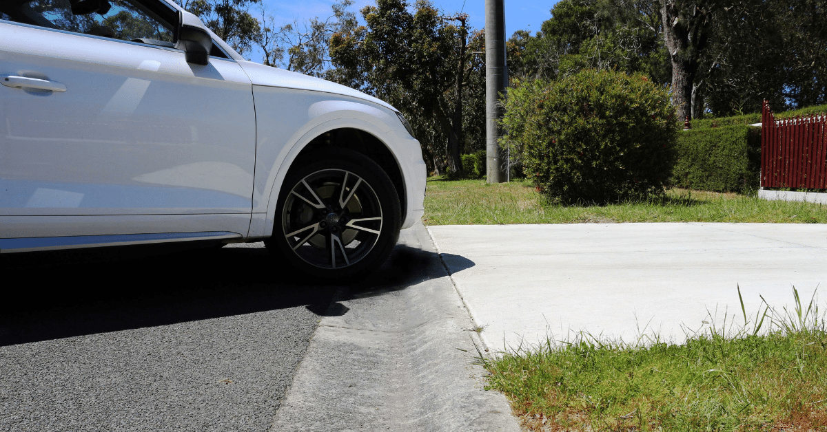 A car approaching a laidback driveway