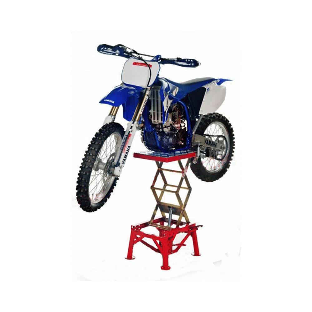 Motorcycle on service stand