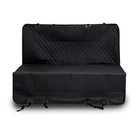 black dog car seat cover in a white background
