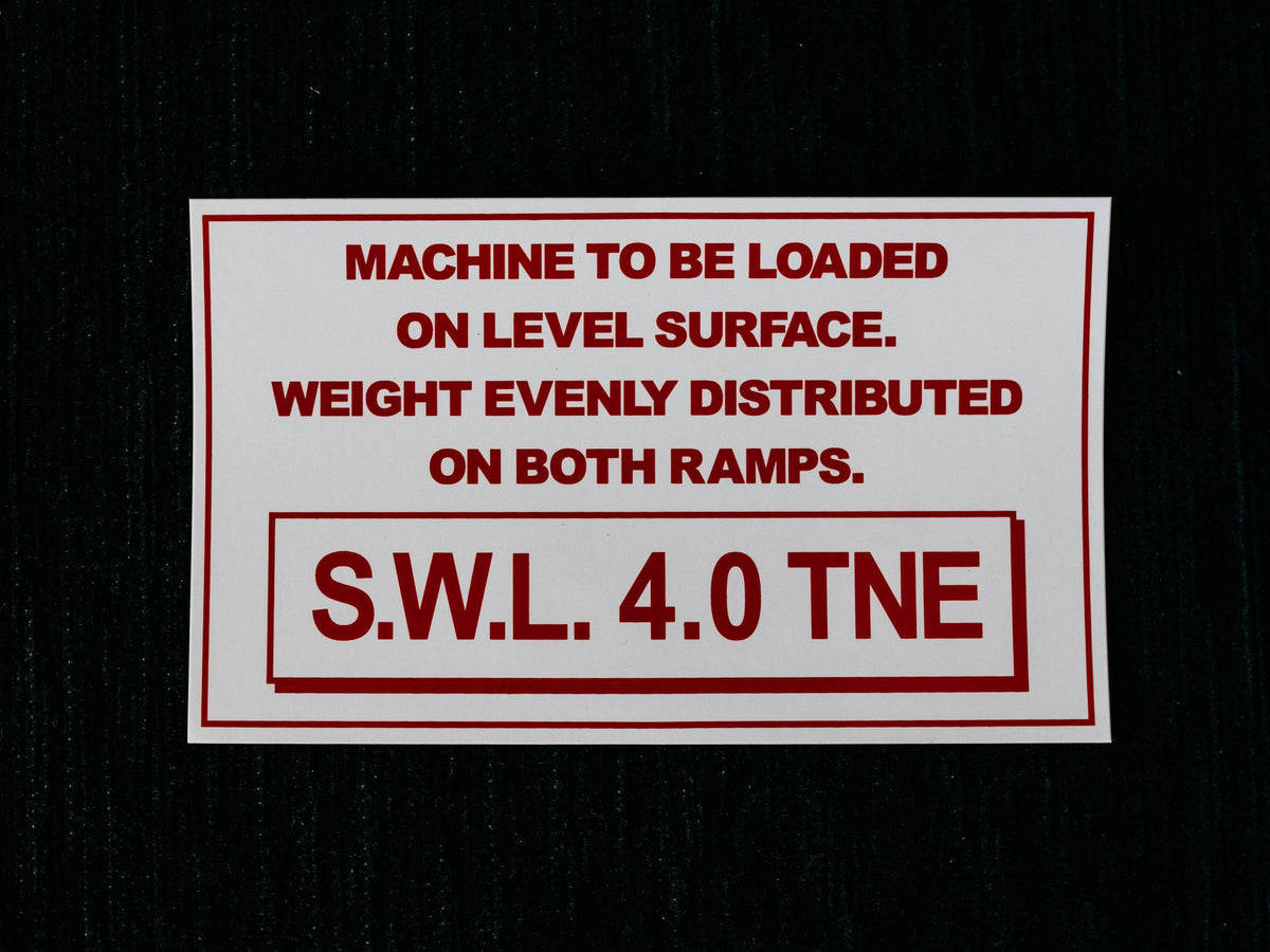 AusRamp S.W.L. 4.0 tonne capacity decal