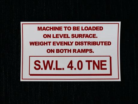 AusRamp S.W.L. 4.0 tonne capacity decal