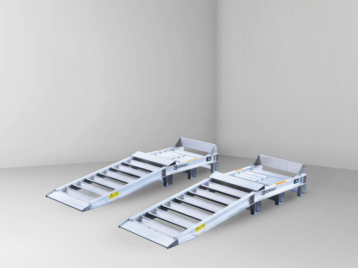 Sureweld Truck Wheel Riser Ramps For Single Axle Rear Wheels, pair, on stands