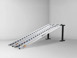 Sureweld 4.8-Tonne 3.3m x 560mm Track Series Aluminium Loading Ramps, pair, on stands