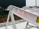 AusRamp 5-tonne ramp hook end on a stand with the S.W.L. 5.0 tonne load decal