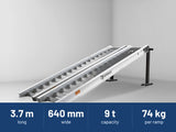 Sureweld 9-Tonne 3.7m x 640mm Track Series Aluminium Loading Ramps: 3.7 m long, 640 mm wide, 9 t capacity, 74 kg per ramp