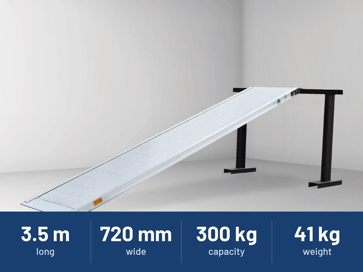 Sureweld 3.5m x 720mm 300kg Aluminium Removalist Walk Ramp: size and capacity at a glance