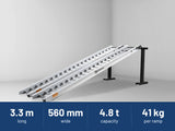Sureweld 4.8-Tonne 3.3m x 560mm Track Series Aluminium Loading Ramps: 3.3 m long, 560 mm wide, 4.8 t capacity, 41 kg per ramp