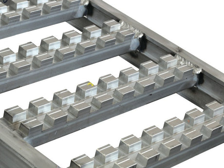 Close-up of the studded rungs on Digga Ezi-Loada Universal loading ramps