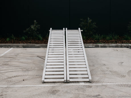 AusRamp 4.5-tonne aluminium loading ramps, front view