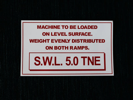 AusRamp S.W.L. 5.0 tonne capacity decal