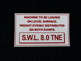 AusRamp S.W.L. 8.0 tonne capacity decal