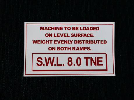 AusRamp S.W.L. 8.0 tonne capacity decal