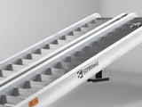 Close-up of the raised rungs on a Sureweld Track Series ramp, built for steel tracks