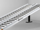 Close-up of the rungs on a Sureweld PT Series ramp, shaped for rubber-track loaders