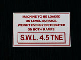 AusRamp S.W.L. 4.5 tonne capacity decal
