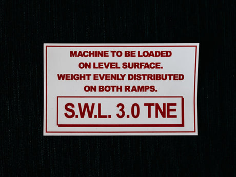 AusRamp S.W.L. 3.0 tonne capacity decal