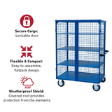 Heeve Workshop Equipment Heeve Heavy-Duty Mesh Cage Trolley With Sheet Metal Shelves