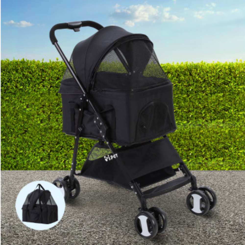 New Aim Pet Products i.Pet 3-in-1 Foldable Pet Stroller Dog Carrier Mid Size - Black