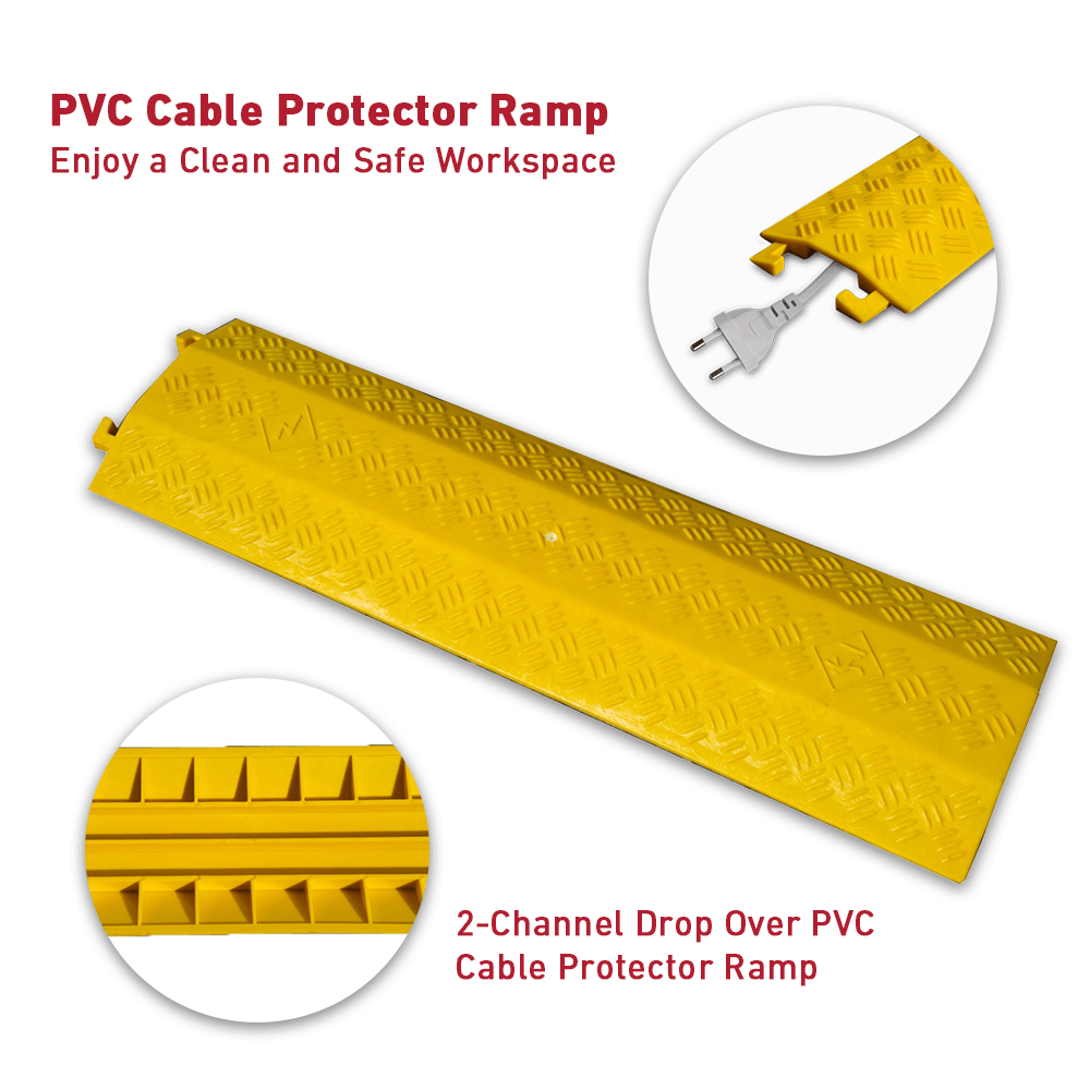 Heeve Road & Traffic Heeve 2-Channel Drop Over PVC Cable Protector Ramp