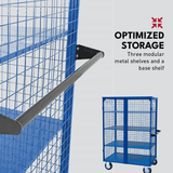 Heeve Workshop Equipment Heeve Heavy-Duty Mesh Cage Trolley With Sheet Metal Shelves