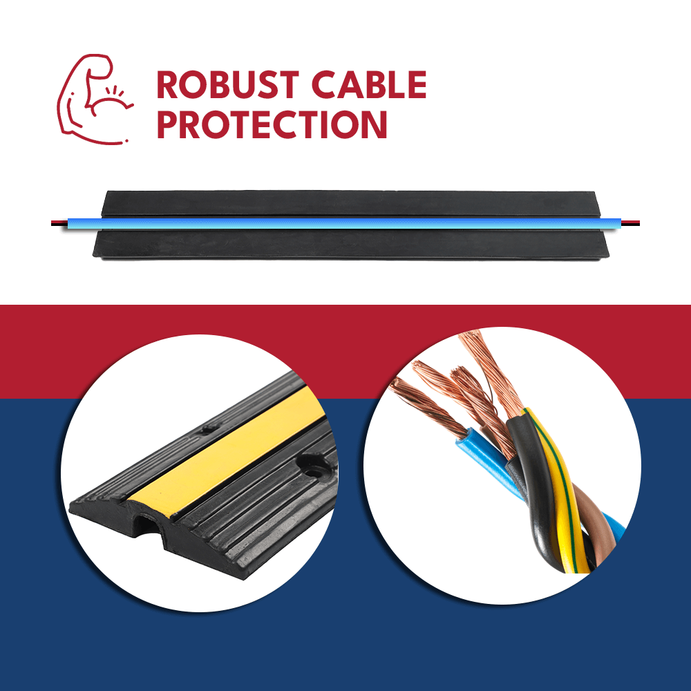 Heeve Road & Traffic Heeve 1-Channel Drop Over Rubber Cable Protector Ramp