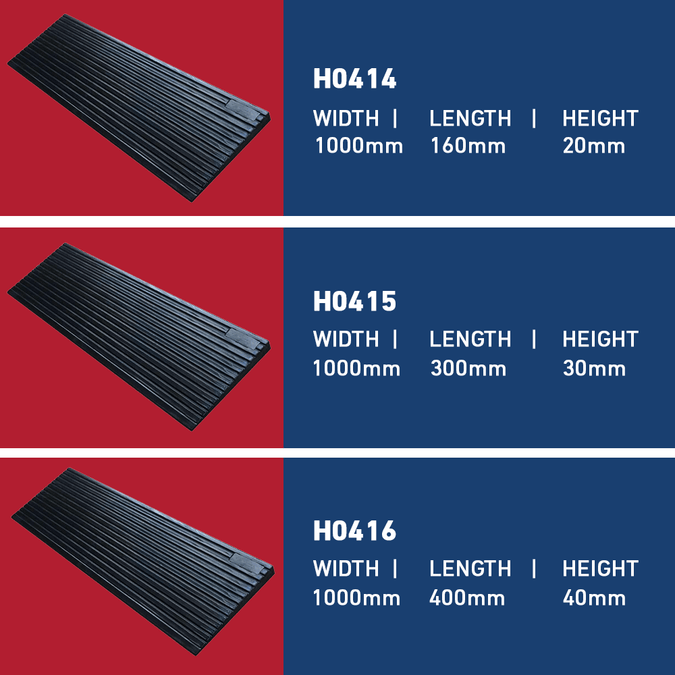 Heeve 1000mm Heavy-Duty Solid Rubber Threshold Ramp – Ramp Champ