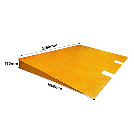 Kartrite 7-Tonne Steel Container Ramp - ramp with dimensions 2250x1250x150mm labelled