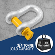 MC Steel Lifting D-Shackle with Yellow Pins
