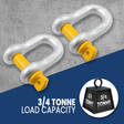 MC Steel Lifting D-Shackle with Yellow Pins - Blister Pack