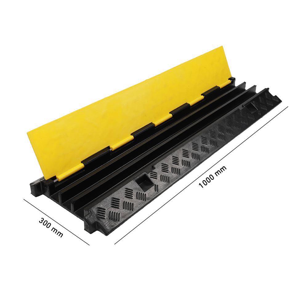 Heeve Road & Traffic Heeve Heavy-Duty 3-Channel Rubber Cable Protector Ramp