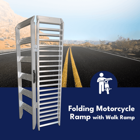 Morcycle Ramp Heeve 500kg Folding Motorcycle Ramp with Premium Walk Ramp – Ramp Champ