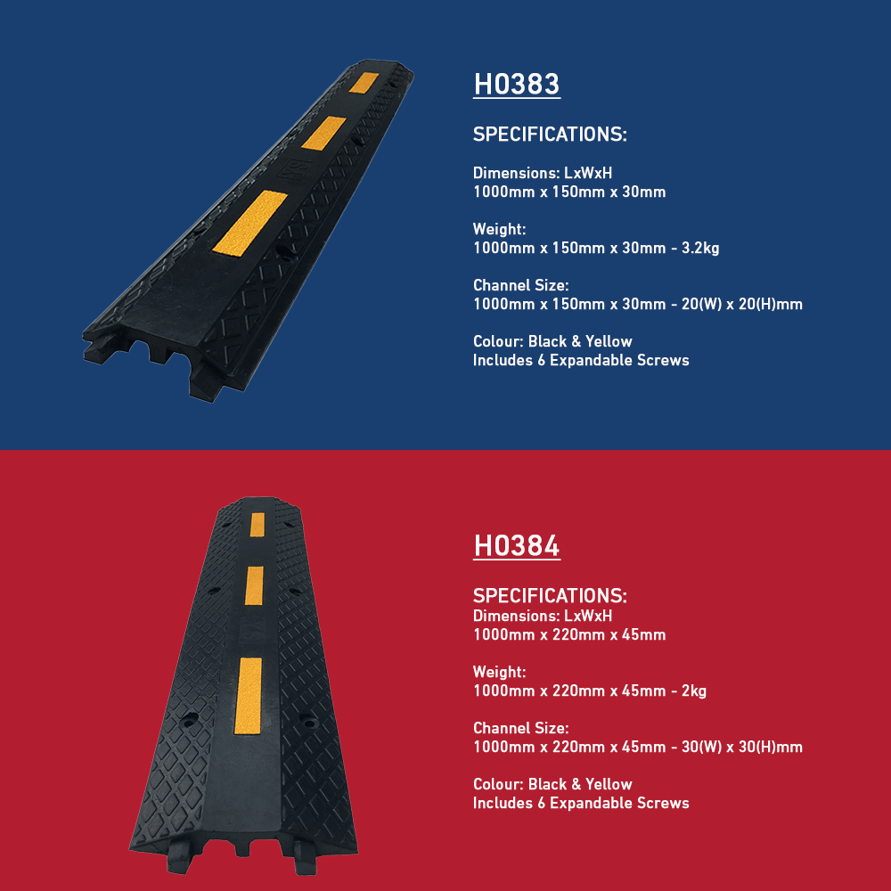 Heeve Road & Traffic Heeve 2-Channel Drop Over Rubber Cable Protector Ramp