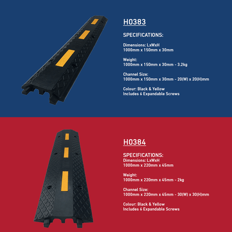 Heeve Road & Traffic Heeve 2-Channel Drop Over Rubber Cable Protector Ramp