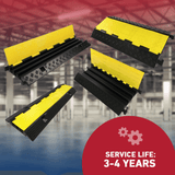 Heeve Road & Traffic Heeve Heavy-Duty 3-Channel Rubber Cable Protector Ramp