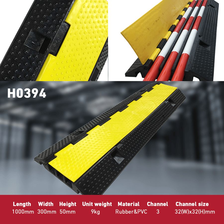 Multi Channel Cable Protector Ramp Heeve Heavy-Duty 3-Channel Rubber Cable Protector Ramp – Ramp Champ