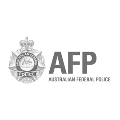 Australian Federal Police logo in black and white