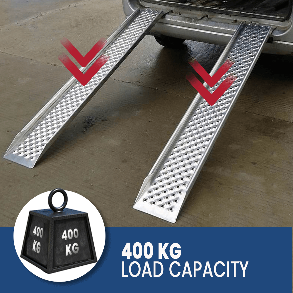 Heeve 1.5m x 400kg Aluminium Rigid ATV/UTV Ramps with Raised Sides