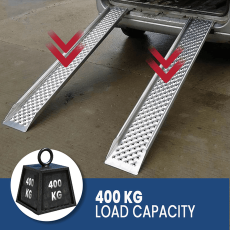 Heeve 1.5m x 400kg Aluminium Rigid ATV/UTV Ramps with Raised Sides