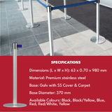 Barrier Group Traffic Control & Parking Equipment Barrier Group Slimline Premium Portable Single Belt Post
