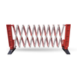 Red and white portable barrier on a white background