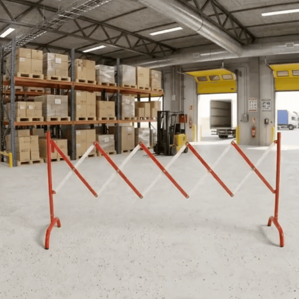 Base Guard 2.5m Expandable Steel Safety Barrier - Red