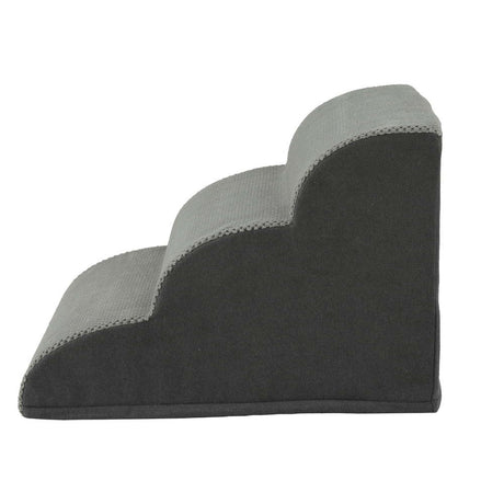 i.Pet 3-Step 30D Foam Dog Stairs with Washable Cover – Grey - side profile