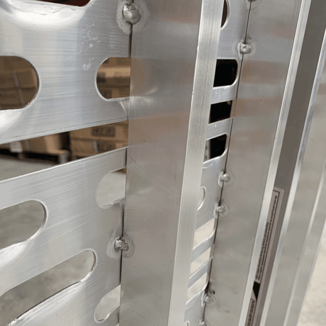 A close-up of the welding and rivet construction, showcasing durability and precision craftsmanship