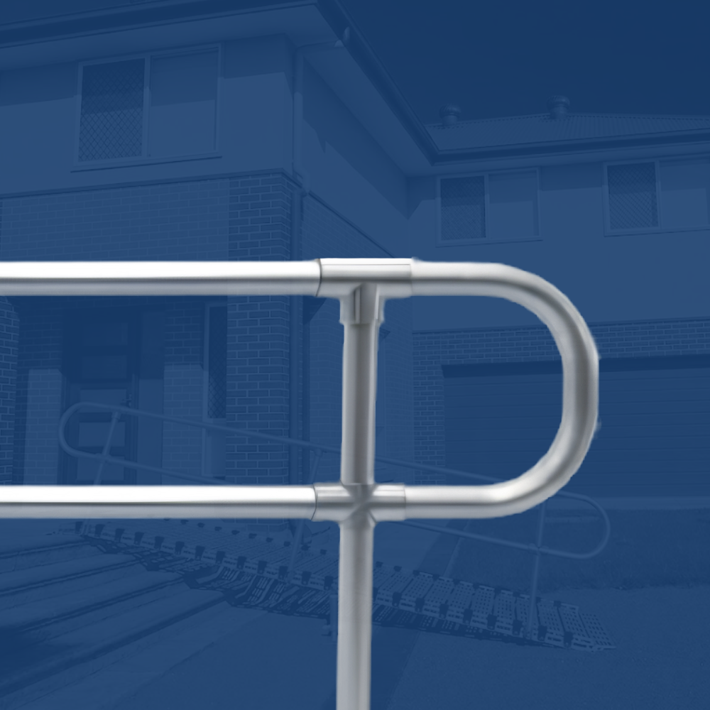Heeve EasyRoll Modular Aluminium Rolling Ramp Handrail Kit on a gradient background