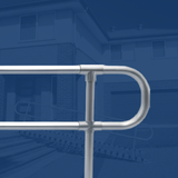 Heeve EasyRoll Modular Aluminium Rolling Ramp Handrail Kit on a gradient background