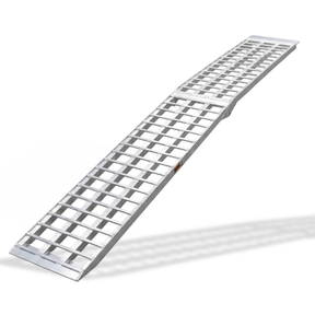 Angled View of Heeve® 3m x 500kg Heavy-Duty Curved Folding Aluminium Ramp on White background