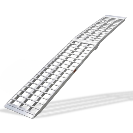 Angled View of Heeve® 3m x 500kg Heavy-Duty Curved Folding Aluminium Ramp on White background