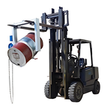 Forklift with a drum attachment on a white background