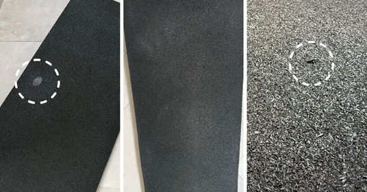 Different irregularities on the surface of black rubber ramp