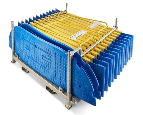 Oxford Plastics LowPro 23/05 road plates stacked in their stillage